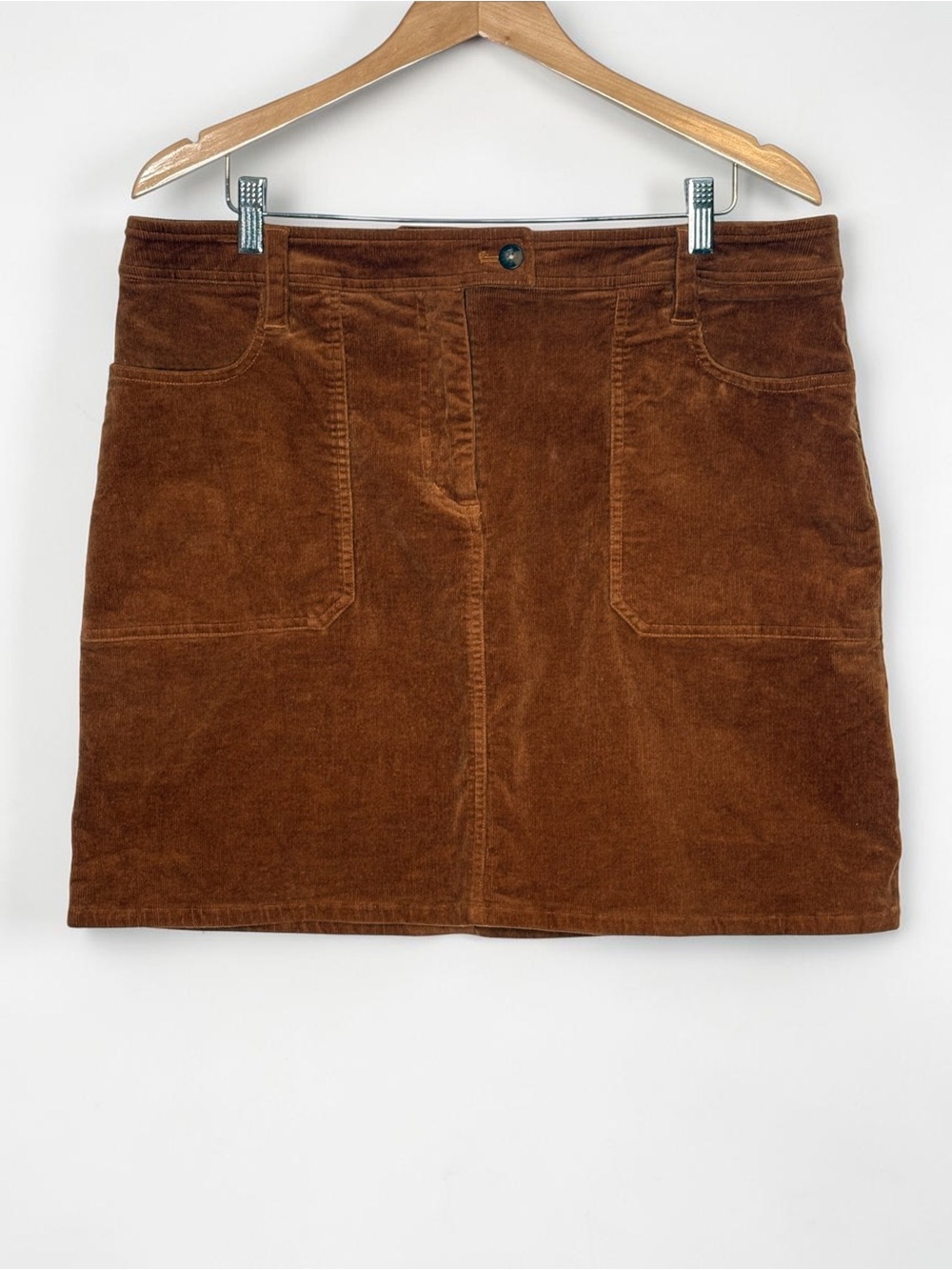 Boden Rust Brown Corduroy Patch Pocket Mini Skirt Size 14